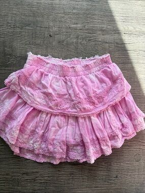 LoveShackFancy Pink Gathered Waist Skirt